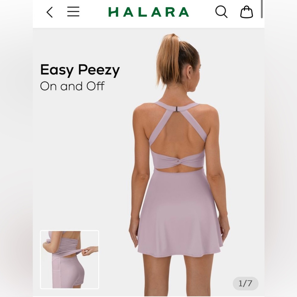 Halara Backless Cut Out Twisted Side Pocket 2-in-1 Exercise Dress-Easy Peezy